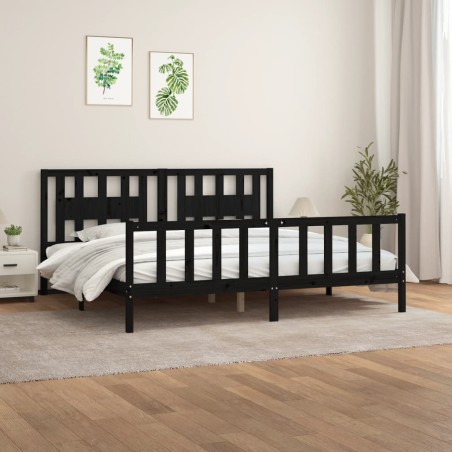 vidaXL Estructura de cama con cabecero madera de pino negro 200x200cm