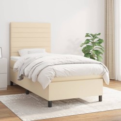 vidaXL Cama box spring con colchón tela color crema 80x200 cm