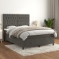 vidaXL Cama box spring con colchón terciopelo gris oscuro 140x200 cm vidaXL Cama box spring con colchón terciopelo gris oscuro 140x200 cm