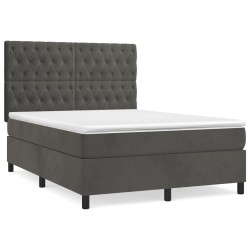vidaXL Cama box spring con colchón terciopelo gris oscuro 140x200 cm