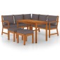 vidaXL Juego comedor de jardín 6 pzas con cojines madera maciza acacia vidaXL Juego comedor de jardín 6 pzas con cojines madera maciza acacia