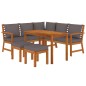 vidaXL Juego comedor de jardín 6 pzas con cojines madera maciza acacia vidaXL Juego comedor de jardín 6 pzas con cojines madera maciza acacia