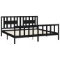 vidaXL Estructura de cama con cabecero madera de pino negro 200x200cm vidaXL Estructura de cama con cabecero madera de pino negro 200x200cm