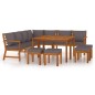 vidaXL Juego comedor jardín con cojines 11 piezas madera maciza acacia vidaXL Juego comedor jardín con cojines 11 piezas madera maciza acacia