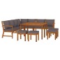 vidaXL Juego comedor jardín con cojines 11 piezas madera maciza acacia vidaXL Juego comedor jardín con cojines 11 piezas madera maciza acacia