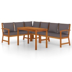 vidaXL Juego comedor jardín y cojines 5 piezas madera maciza de acacia