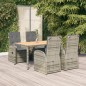 vidaXL Set comedor de jardín 5 piezas con cojines ratán sintético gris