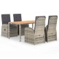 vidaXL Set comedor de jardín 5 piezas con cojines ratán sintético gris