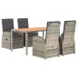 vidaXL Set comedor de jardín 5 piezas con cojines ratán sintético gris