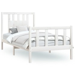 vidaXL Estructura de cama con cabecero madera de pino blanca 90x200 cm