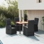 vidaXL Set de muebles jardín 5 pzas con cojines ratán sintético negro vidaXL Set de muebles jardín 5 pzas con cojines ratán sintético negro