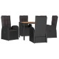 vidaXL Set de muebles jardín 5 pzas con cojines ratán sintético negro vidaXL Set de muebles jardín 5 pzas con cojines ratán sintético negro