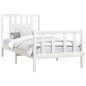 vidaXL Estructura de cama con cabecero madera de pino blanca 90x200 cm vidaXL Estructura de cama con cabecero madera de pino blanca 90x200 cm