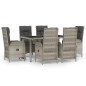 vidaXL Set comedor jardín 7 pzas y cojines ratán sintético gris vidaXL Set comedor jardín 7 pzas y cojines ratán sintético gris