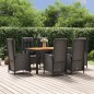 vidaXL Set de comedor de jardín 7 pzas y cojines ratán sintético negro vidaXL Set de comedor de jardín 7 pzas y cojines ratán sintético negro