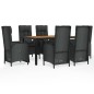 vidaXL Set de comedor de jardín 7 pzas y cojines ratán sintético negro vidaXL Set de comedor de jardín 7 pzas y cojines ratán sintético negro