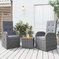 vidaXL Juego muebles jardín 3 pzas madera acacia ratán sintético gris