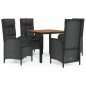 vidaXL Set de muebles jardín 5 pzas con cojines ratán sintético negro vidaXL Set de muebles jardín 5 pzas con cojines ratán sintético negro