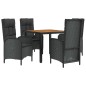 vidaXL Set de muebles jardín 5 pzas con cojines ratán sintético negro vidaXL Set de muebles jardín 5 pzas con cojines ratán sintético negro