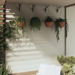 vidaXL Soportes para cestas colgantes con maceteros 4 uds acero negro