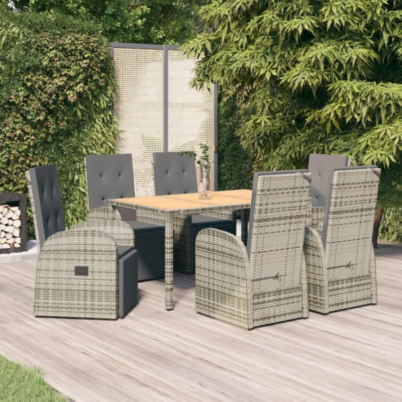 vidaXL Set comedor jardín 7 pzas y cojines ratán sintético gris vidaXL Set comedor jardín 7 pzas y cojines ratán sintético gris