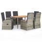 vidaXL Set comedor jardín 7 pzas y cojines ratán sintético gris vidaXL Set comedor jardín 7 pzas y cojines ratán sintético gris
