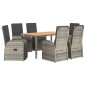 vidaXL Set comedor jardín 7 pzas y cojines ratán sintético gris vidaXL Set comedor jardín 7 pzas y cojines ratán sintético gris