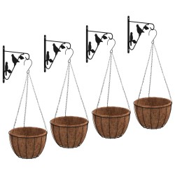 vidaXL Soportes para cestas colgantes con maceteros 4 uds acero negro