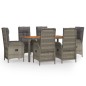 vidaXL Set comedor jardín 7 pzas y cojines ratán sintético gris vidaXL Set comedor jardín 7 pzas y cojines ratán sintético gris