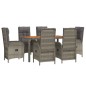 vidaXL Set comedor jardín 7 pzas y cojines ratán sintético gris vidaXL Set comedor jardín 7 pzas y cojines ratán sintético gris
