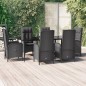 vidaXL Set de comedor de jardín 7 pzas y cojines ratán sintético negro vidaXL Set de comedor de jardín 7 pzas y cojines ratán sintético negro