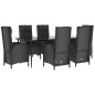 vidaXL Set de comedor de jardín 7 pzas y cojines ratán sintético negro vidaXL Set de comedor de jardín 7 pzas y cojines ratán sintético negro