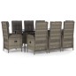 vidaXL Set comedor jardín 9 pzas y cojines ratán sintético negro gris vidaXL Set comedor jardín 9 pzas y cojines ratán sintético negro gris