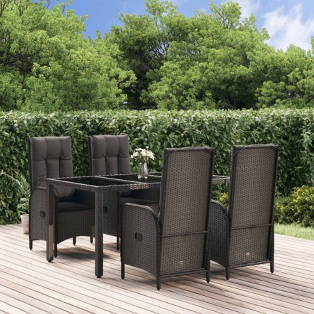 vidaXL Set de muebles jardín 5 pzas con cojines ratán sintético negro