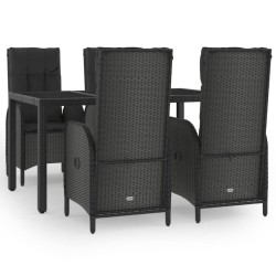 vidaXL Set de muebles jardín 5 pzas con cojines ratán sintético negro