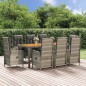 vidaXL Set comedor jardín 9 pzas y cojines ratán sintético gris