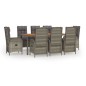 vidaXL Set comedor jardín 9 pzas y cojines ratán sintético gris