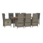 vidaXL Set comedor jardín 9 pzas y cojines ratán sintético gris