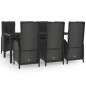 vidaXL Set comedor jardín 7 pzas y cojines ratán sintético negro gris vidaXL Set comedor jardín 7 pzas y cojines ratán sintético negro gris