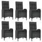 vidaXL Set comedor jardín 7 pzas y cojines ratán sintético negro gris vidaXL Set comedor jardín 7 pzas y cojines ratán sintético negro gris