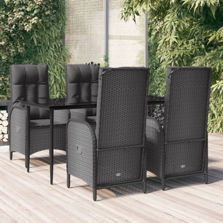 vidaXL Set de muebles jardín 5 pzas con cojines ratán sintético negro