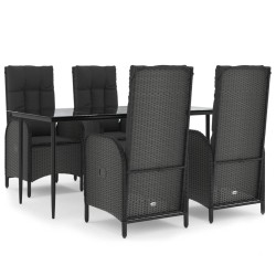 vidaXL Set de muebles jardín 5 pzas con cojines ratán sintético negro