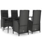 vidaXL Set de muebles jardín 5 pzas con cojines ratán sintético negro vidaXL Set de muebles jardín 5 pzas con cojines ratán sintético negro