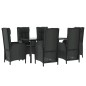 vidaXL Set de comedor de jardín 7 pzas y cojines ratán sintético negro vidaXL Set de comedor de jardín 7 pzas y cojines ratán sintético negro