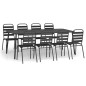 vidaXL Juego de comedor de jardín 9 piezas acero gris antracita vidaXL Juego de comedor de jardín 9 piezas acero gris antracita