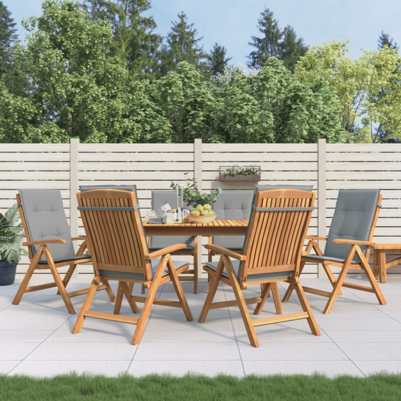 vidaXL Sillas de jardín reclinables y cojines 6 uds madera maciza teca vidaXL Sillas de jardín reclinables y cojines 6 uds madera maciza teca