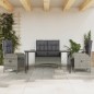vidaXL Juego de comedor de jardín 4 piezas con cojines ratán PE gris vidaXL Juego de comedor de jardín 4 piezas con cojines ratán PE gris