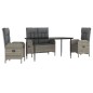 vidaXL Juego de comedor de jardín 4 piezas con cojines ratán PE gris vidaXL Juego de comedor de jardín 4 piezas con cojines ratán PE gris