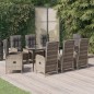 vidaXL Set comedor jardín 9 pzas y cojines ratán sintético negro gris