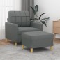 vidaXL Sillón con taburete tela gris oscuro 60 cm vidaXL Sillón con taburete tela gris oscuro 60 cm